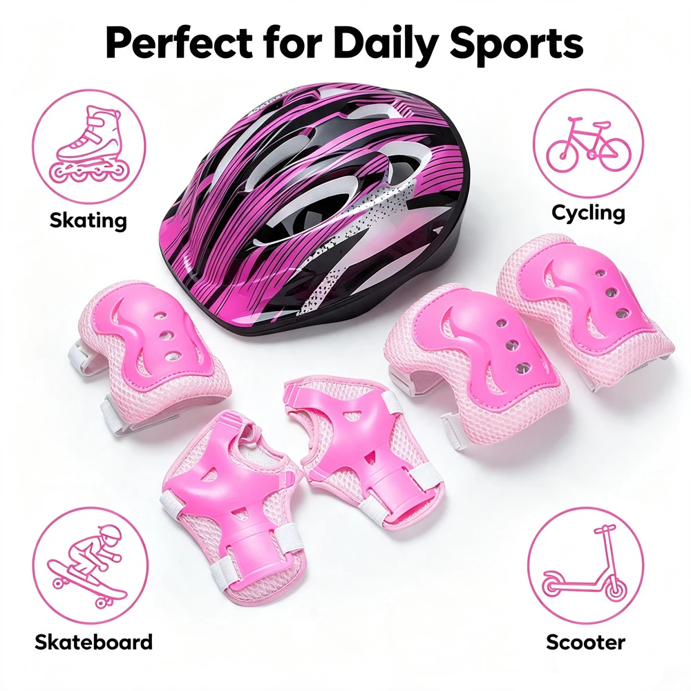 7-Piece Kids Bike Helmet Set w - Scooter Helmet Set recension och pris
